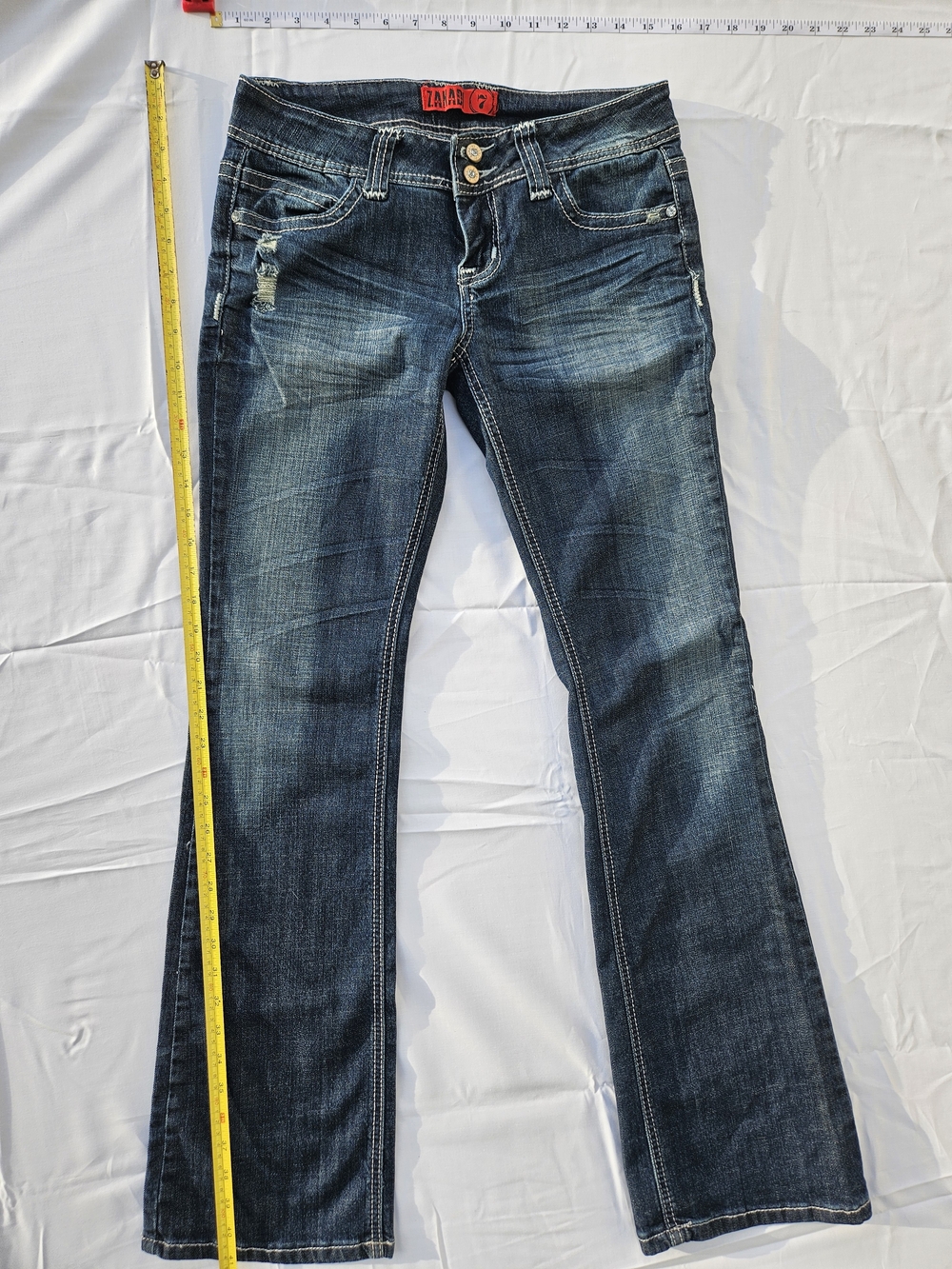 Women's Low Rise Dark Wash Bootcut Jeans - Zanadi Y2k Size 7
